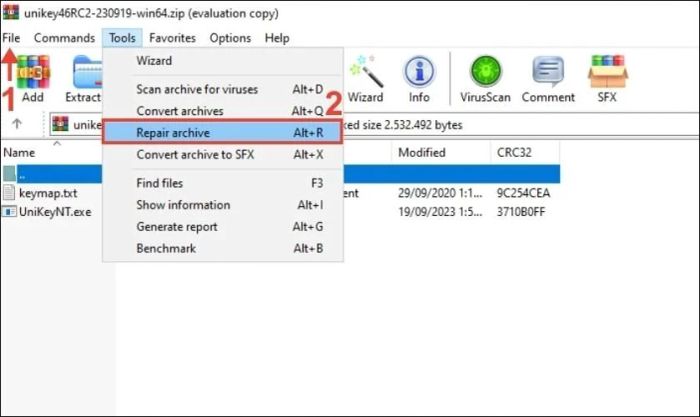 Hướng dẫn chi tiết phục hồi lại file nén khi không giải nén được file RAR
