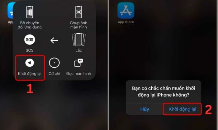 Chọn Khởi động lại, sau đó nhấn Khởi động lại lần nữa