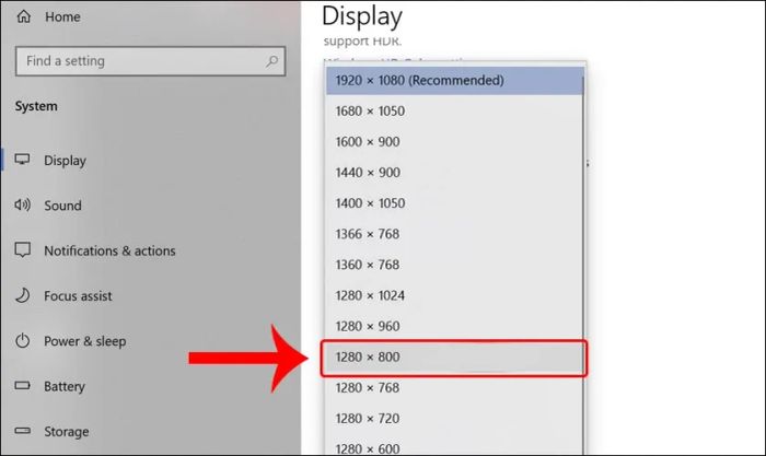 Chọn Độ phân giải phù hợp với màn hình máy tính của bạn