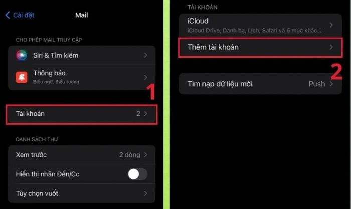 Thêm tài khoản Gmail trở lại khi gặp lỗi không nhận được thư trong Gmail trên iPhone