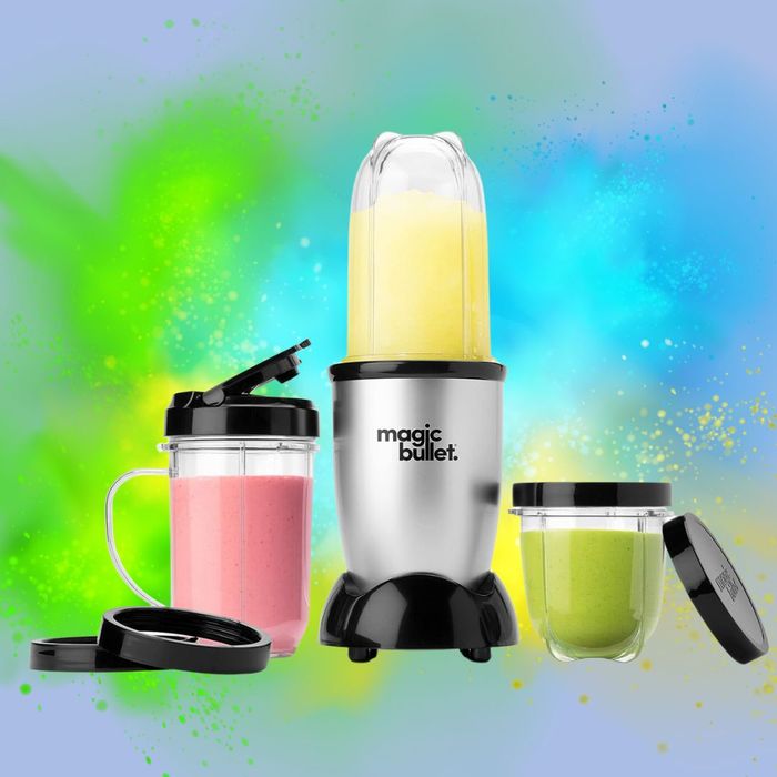 The sleek silver and black blender