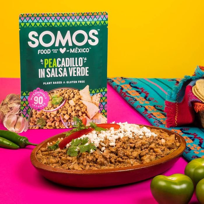 A bowl filled with pea-based taco filling.