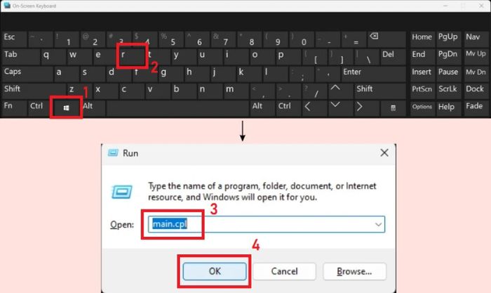 Sửa lỗi mất con trỏ chuột trên màn hình laptop qua hộp thoại Run