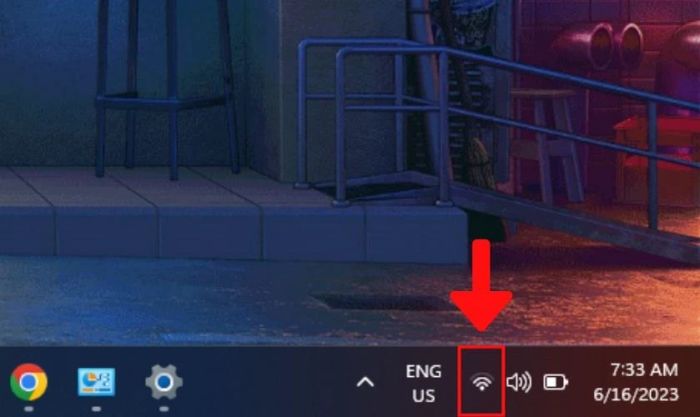 Giao diện Wi-Fi trên thanh Taskbar