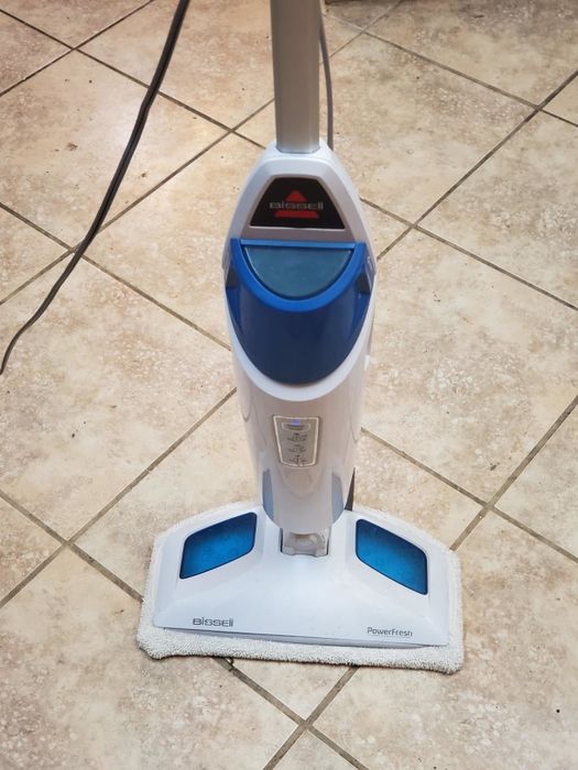 Photo from a reviewer showing the steam mop in action.
