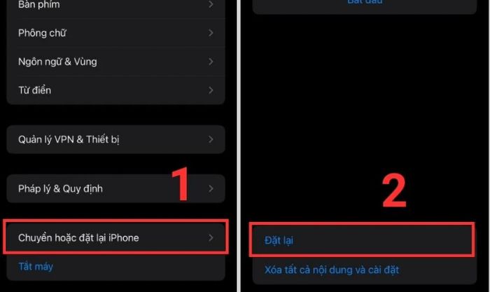 Khôi phục cài đặt gốc để sửa lỗi màn hình trên iPhone 14 Pro Max