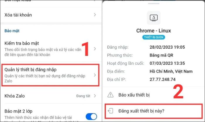 Cách đăng xuất tài khoản Zalo từ xa