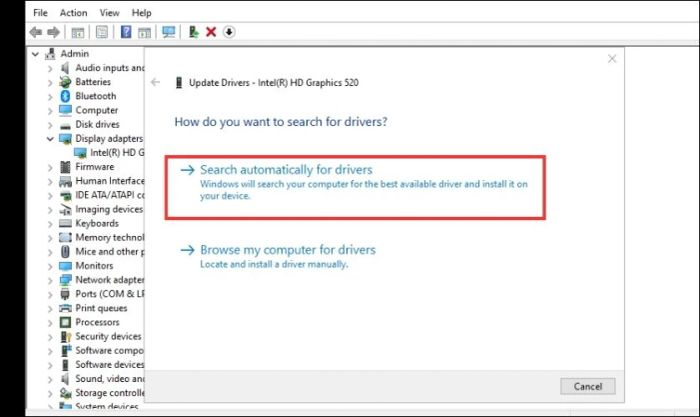 Chọn Search automatically for drivers