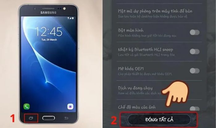 Tắt ứng dụng chạy ngầm trên Samsung