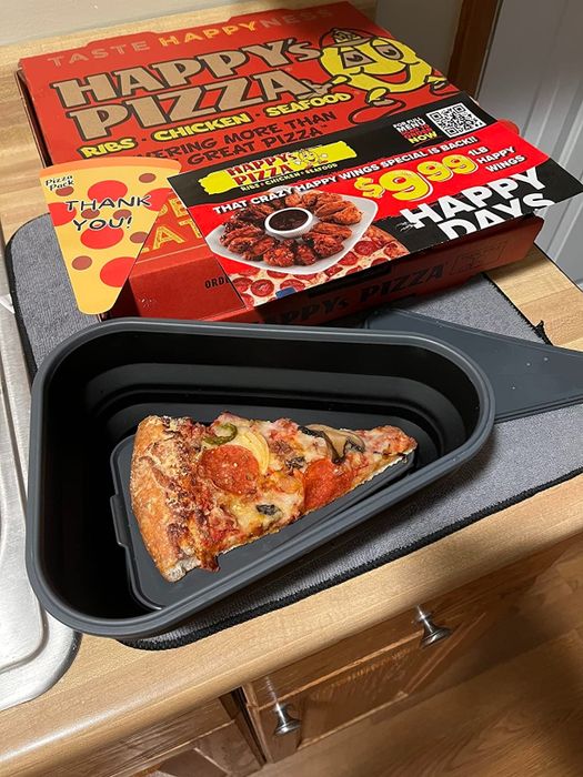A slice of pizza inside the Pizza Pack