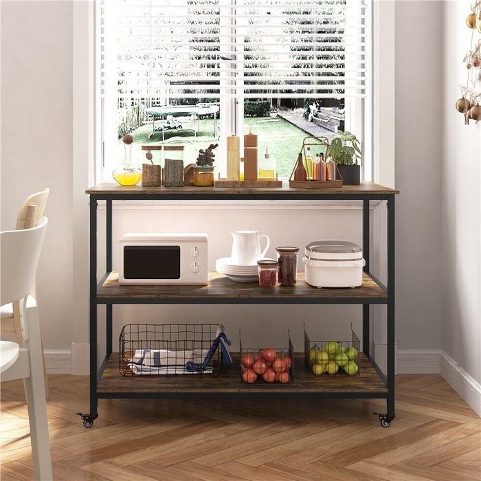 The rolling kitchen island
