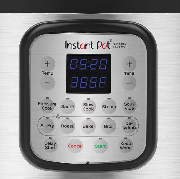 Close-up view of the Instant Pot's display panel.