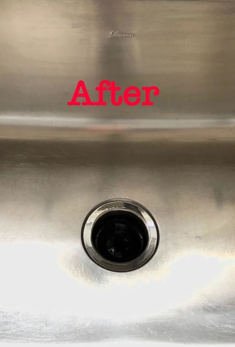 The same sink gleaming after using the polish.