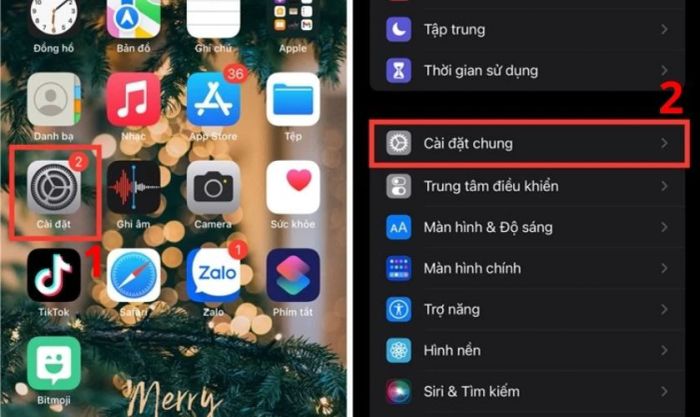 Vào cài đặt, chọn Cài đặt chung