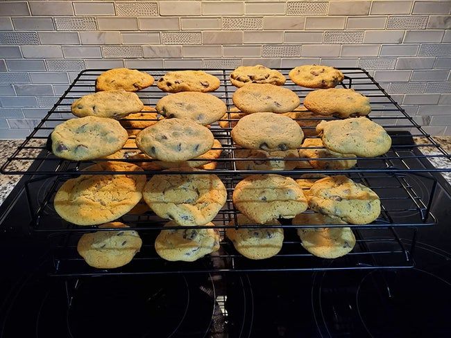 Reviewer image of cookies placed on a cooling rack