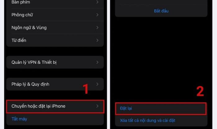khôi phục cài đặt gốc trên điện thoại iphone