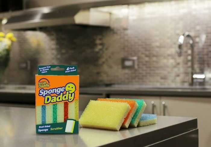Scrub Daddy sponges placed on a kitchen counter