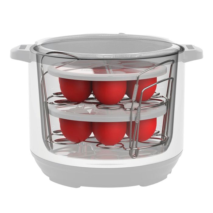 Two pans stacked inside an Instant Pot