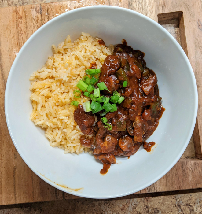 A photo from a reviewer showcasing a meal made using the EveryPlate kit