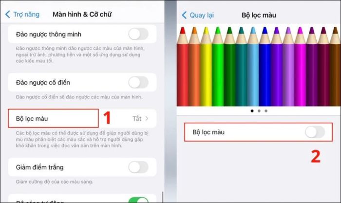 Tắt chế độ lọc màu trên màn hình