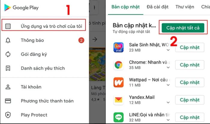 Cập nhật phiên bản mới