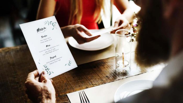 The menu layout is intentional