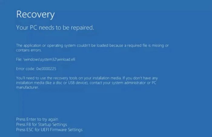 Winload.exe bị thiếu là lỗi gì?
