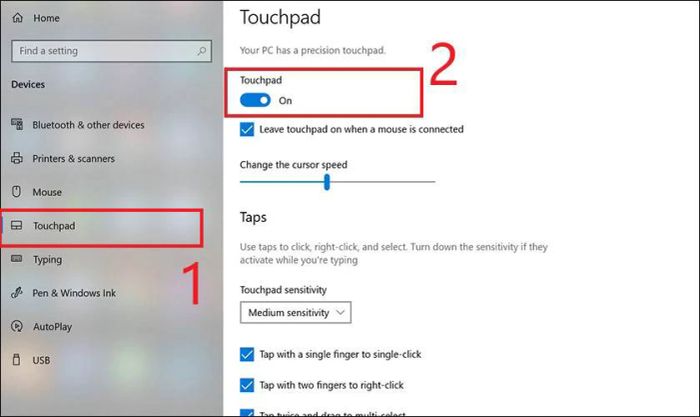 Hướng dẫn mở khóa chuột laptop trên Windows 10, 8