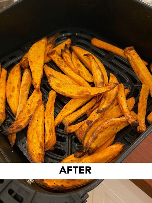After shot of the same fries, now crispy and golden brown from the air fryer