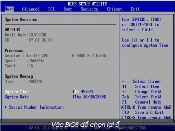 Chọn lại ổ BIOS/UEFI