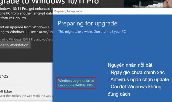 Nguyên nhân gây lỗi Windows Update 0x80070005 trên máy tính là gì?