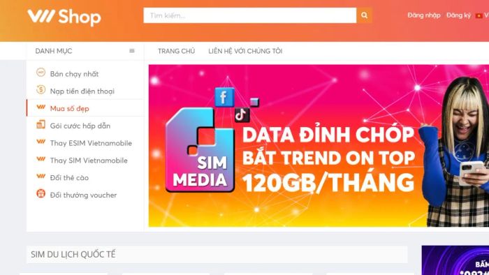 Hướng dẫn mua SIM đầu số 052 online. Bước 1 là vào trang web.