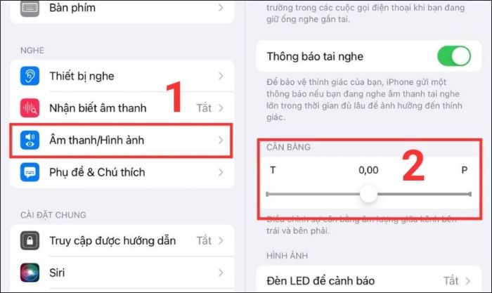 Truy cập vào mục Âm thanh/Hình ảnh và điều chỉnh thanh trượt