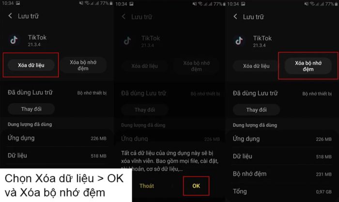 Khôi phục bộ nhớ cache của TikTok