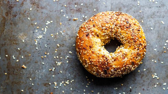 Flip an everything bagel inside out