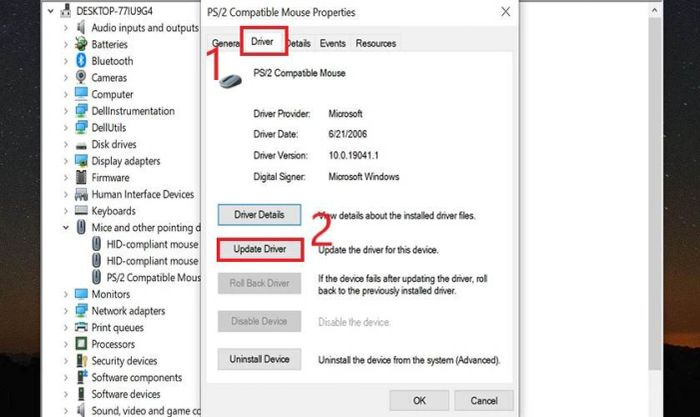 Chọn vào mục Update Driver