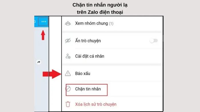 Chặn tin nhắn từ người lạ trên Zalo điện thoại