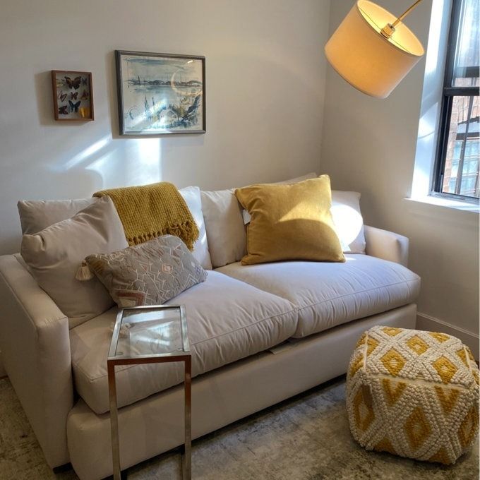 a customer photo of the off-white sofa