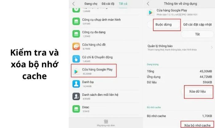 Kiểm tra bộ nhớ cache và tiến hành xóa để giải phóng dung lượng