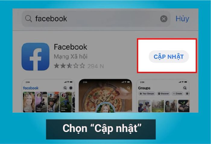 Nhấn vào nút “Cập nhật”