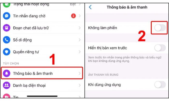 Tắt chế độ không làm phiền