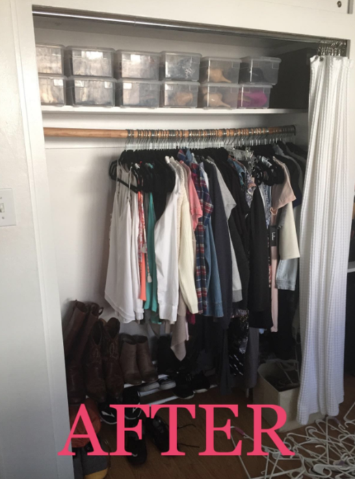 Reviewer's after photo showcasing a closet with twice the available space