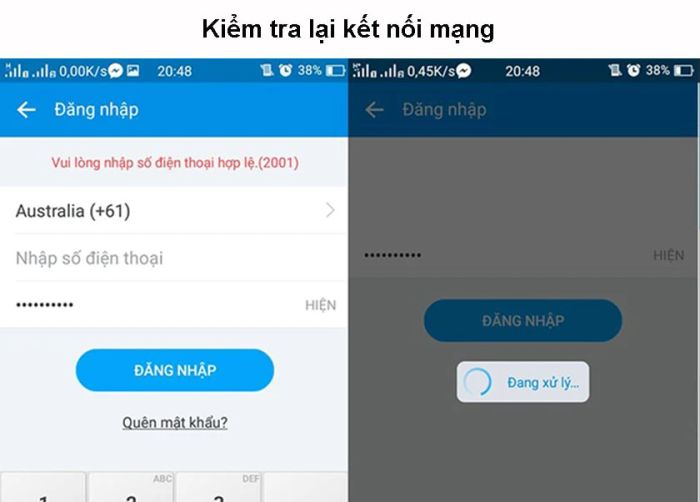 Kiểm tra lại kết nối mạng