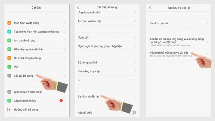 Khôi phục cài đặt gốc OPPO