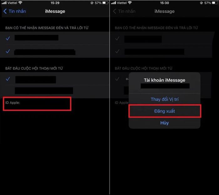 Đăng xuất và đăng nhập lại ID Apple