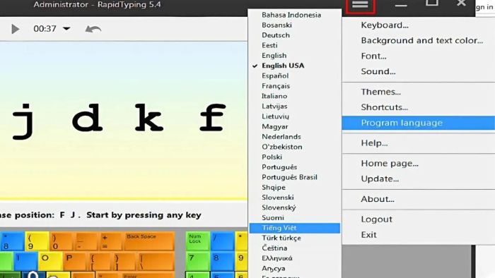 Hướng dẫn sử dụng phần mềm Rapid Typing - Bước 1