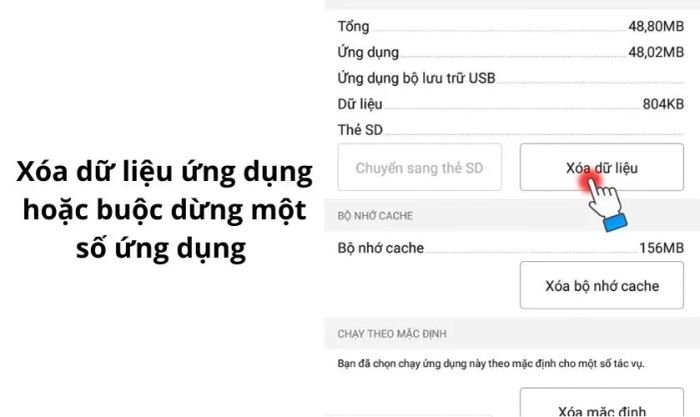 Xóa dữ liệu ứng dụng không cần thiết