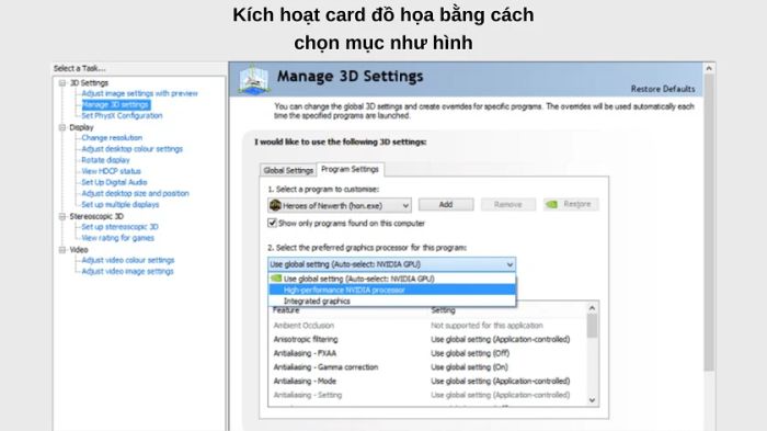 Kích hoạt card đồ họa khi chơi game bị giật lag