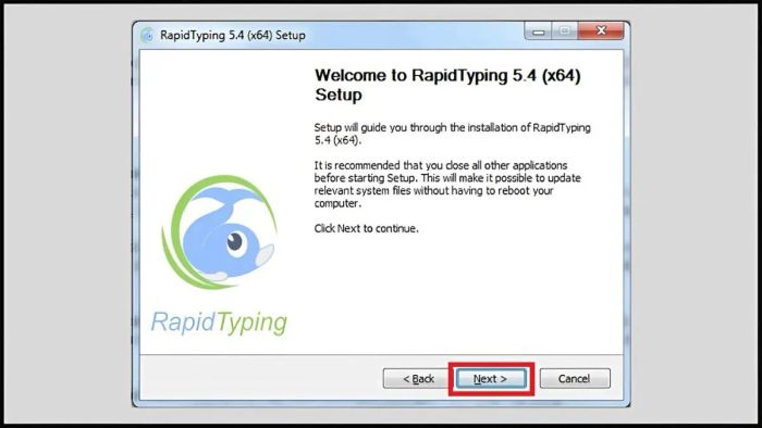 Bước 2: Tiến hành cài đặt phần mềm Rapid Typing