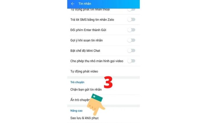 Khắc phục lỗi Zalo không hiển thị mục khôi phục tin nhắn ở phiên bản mới